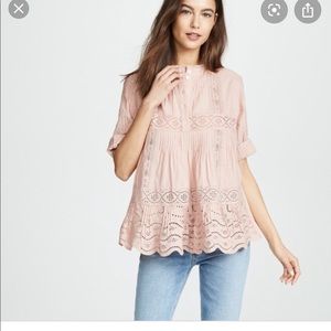 Sea New York eyelet blouse in blush pink.